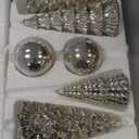 Syhood 6 Pcs Silver Mercury Glass Christmas Tree for Tabletop Light up Figurine Christmas Tree Mercury Cracked Glass Globe with Light for Xmas Decor Home Party Centerpiece Mantel Gift