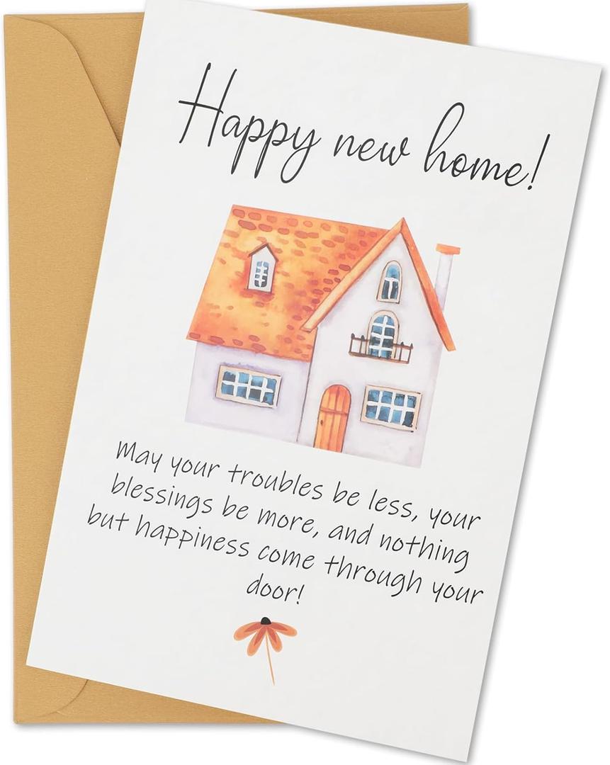 3 x Happy New Home Card, 8.07x5.31in Funny Housewarming Greeting Card, Congratulations on Your New House Warming Card with Envelope, Welcome New Apartment Card, New Home Card Gift