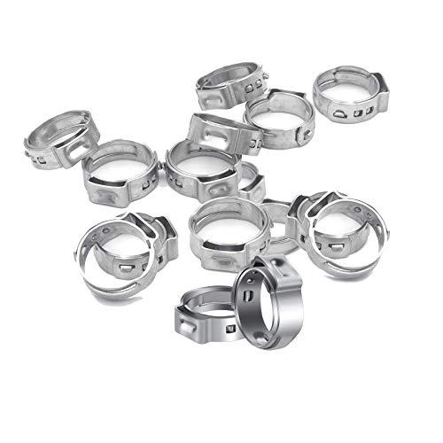 PEX Cinch Clamp Rings, 304 Stainless Steel PEX Fitting Clamps Pinch Clamps Ring Crimp Rings for PEX Tubing Pipe Fitting Connections (Silver-1/2inch(25PCS))