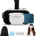 VR Headset, 3D VR Glasses Virtual Reality Headset for Kids & Adults with Controller, Universal Virtual Reality Goggles Compatible 4.7-6.5" for Movies,TV Video Games(Color:White)