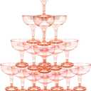 50 Pcs Plastic Champagne Coupe Glasses for Parties, 5 oz Disposable Champagne Glasses Unbreakable Acrylic Martini Glasses (Red)