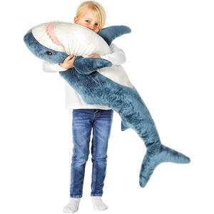39.3-Inch SharkPlush Toy Giant SharkStuffed Animal Soft SharkPillow Cushion Shark Plush Pillow Chubby Stuffed Shark Toy Bedtime Gift Throw Pillow for Home Room Dcor Kids (X-Large)