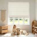 Joydeco No Drill Roman Shades Linen, Light Filtering, 40" W × 72" H, Beige