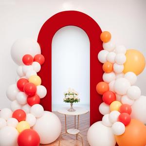 Babenest 7.2Ft Spandex Open Arch Backdrop, Fitted Double-Sided U-Shaped Wedding Arch, Round Top Chiara Stand Cover for Ceremony, Baby Shower, Birthday Party Decoration (Red)