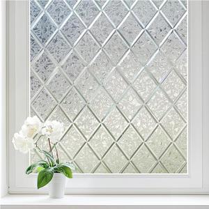 Haton Window Privacy Film Decorative Frosted Glass Window Film, Sun Blocking Stained Glass Clings, Static Cling Removable Stickers for Home Door Coverings, Lattice Pattern 17.5" x 118.1"