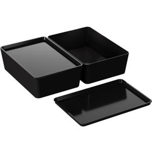 CHANCETSUI Storage Bins With Lids Plastic Containers: Multipurpose Stackable Storage Container Bins With Lid For Home And Office Organization, Small Storage Bin, 2 Pcs 7x10 Black container