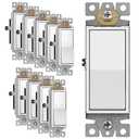 ENERLITES Decorator Paddle Rocker Light Switch, Gloss Finish, Single Pole, 3 Wire, Grounding Screw, Residential Grade, 15A 120V/277V, UL Listed, 91150-W-10PCS, White (3 Pack)