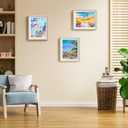 2 Pack Kids Art Frame, Kids Artwork Frames Changeable 8 x10.5 with Mat and 9 x12 Without Mat, Woodgrain Front Opening Children Picture Storage Frame for Wall Holds 50Pcs Crafts, Drawing, Art Projects