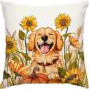 2 x RABUSOFA Fall Dog Pillow Covers 18x18 Inch,Autumn Sunflower Decor Thanksgiving Outdoor Cushion Case Farmhouse Decoration for Home Couch Orange(Orange, 18" x 18") (Yellow)