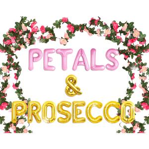 Petals And Prosecco Bridal Shower Decorations Artificial Pink Flowers Garland Prosecco Balloons Spring Roses Floral Hanging Garland Vine Wedding Party Supplies