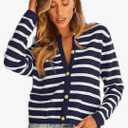 Womens Open Front Cardigans Sweater Button Down Striped Sweater Cardigans Long Sleeve Fall Knit Outwear Crewneck Fall Tops L