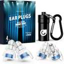 High Fidelity Concert Ear Plugs, Noise Cancelling Silicone Ear Plugs 2 Pairs Great for Concerts Loud Music, Musicians, Motorcycles, Airplanes, Raves, Hearing Protection -23 dB (Blue)