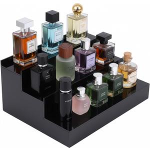 Cologne Organizer for Men, 3-Tier Perfume Display Stand - Fragrance Shelf & Holder, Great Gift for Man, Black