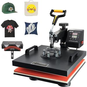 VEVOR 15x15 Heat Press Machine 2 in 1 for T Shirts and Hats, Swing Away T Shirt Press Machine, Professional Heat Press for Sublimation, Vinyl, Heat Transfer Projects