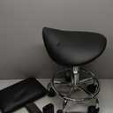 KKTONER Saddle Stool with Foot Rest PU Leather Swivel Adjustable Rolling Stools with Back Support Facial Salon Kitchen Chair (Black)