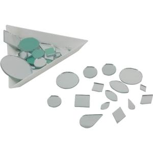0.2 to 0.5 Inch Size Small Glass Mirrors (700+ Pieces, Mixed Shapes & Sizes) for Sewing Embroidery Crafts Jewelry Multipurpose Transparent Color
