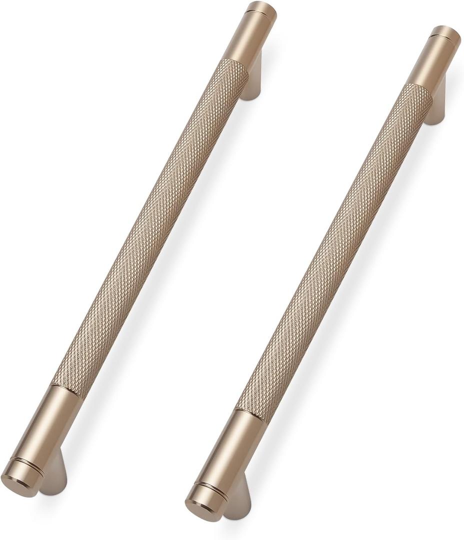 KOMOTIA 10 Pack Champagne Bronze Cabinet Pulls knurled 7-1/2 Inch Hole Centers Kitchen Cabinet Handles Drawer Pulls Cabinet Hardware