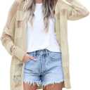 Saodimallsu Womens Summer Lightweight Cardigans Crochet Knit Boho Open Front Long Sleeve Loose Sweater Outwear (White, L)