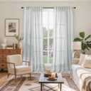 YoungsTex Light Grey Linen Semi Sheer Curtains 84 Inch Length for Living Room, Light Filtering Window Treatments Rustic Textured with Rod Pocket Back Tab for Dining Bedroom, 2 Panels, 52 X 84 Inch