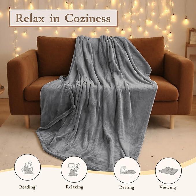 Heated Blanket Grey, 72" x 84",  Model: LY03B-7284