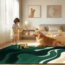 Area Rug 8x10 for Living Room, Green Beige Abstract Washable Large Rug