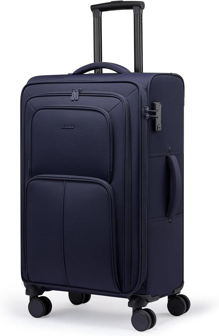 LOVEVOOK Medium Checked Luggage, 25 Inch Softside Suitcases with Spinner Wheels, Water Resistant Suitcase with TSA Lock for Women Men, Large Luggage for Travel Business Trip