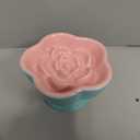 S&Q's CERAMICS Raised Slow Feeder Cat Bowl, Ceramic Elevated and Titled Glass Food Bowl Small Dogs Slow Feeder, Flower Shaped Cute Cat Dish for Dry and Wet Food (Pink, 5.8")