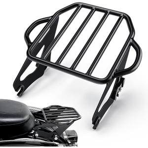 PBYMT Detachable Two-Up Luggage Rack Motorcycle Mounting Rack Compatible with Harley Touring Road King Street Electra Glide 2009-Later Gloss Black
