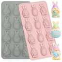 2PCS Easter Bunny-Eggs Silicone Molds 3D Eggs Chocolate Molds Easter Rabbit Candy Molds for Fondant Jelly Pudding Manual Soap Making of Easter Party Decoration Pack of 2