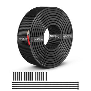 NAOEVO 14 Gauge Wire 2 Conductor Electrical Wire, 14 AWG Stranded PVC Cord, 12V Low Voltage/Tinned Copper/Flexible Cable for Automotive Wiring, Lamp Cord, Marine Cable (30FT)