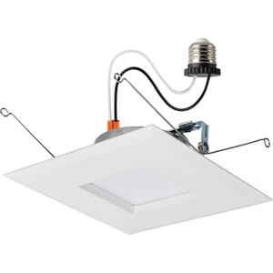 Satco LED Retrofit Downlight with Stepped Baffle, CCT Selectable 2700K/3000K/3500K/4000K/5000K, 5-6 Inch Square, White