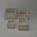Wicker Storage Basket, Hand-Woven Paper Rope Woven Baskets, Rectangular Small Wicker Baskets for Organizing, Cube Storage Bins for Closet/Clothes/Dresser, White, 4-Pack