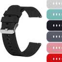 18mm 20mm 22mm Width Silicone Quick Release Wristband Replacement Sports Straps Bracelet Watch Band Women Men Strap with Quick Release Pins for Smartwatch (Black)