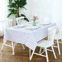 Romanstile Rectangle Vinyl Tablecloth, 100% Waterproof Oil-Proof Checkered Plastic Table Cloth, Heavy Duty Wipeable Table Covers for Dining, Camping, Picnic, Outdoor - 54 x 78 Inch, White
