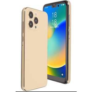 iP14 Pro Unlocked Smartphone for 11.0, 4G Dual SIM Phone, 4GB 32GB ROM Cell Phones Unlocked, 6.1 HD Screen, Face Unlock, 6800mAh, 8MP 16MP, Gold