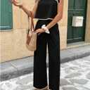 SOLY HUX Women's Summer Vacation 2 Piece Set Tie Shoulder Crop Top and Pants Travel Outfits (Black, S)