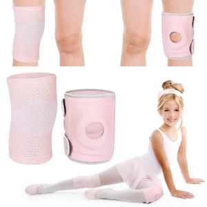 2 Pcs Kids Knee Brace, Youth Knee Compression Sleeve for Children Support for Boys Girls Basketball Volleyball Sports Gymnastics(Pink,Medium)