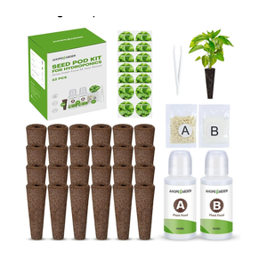 Ahopegarden 52PCS Hydroponics Pods Kit: Compatible with Aerogarden, Includes 24 Grow Sponges, 24 Pods Labels, 4 A&B Plant Food - Hydroponics Supplies for Most Brands