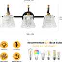 YUNICE Vintage Vanity Light Black and Gold Bathroom Vanity Light Fixtures Black Vanity Light Fixtures Over Mirror 3-Light Wall Sconce, Brushed Gold with White Glass Flower Shade