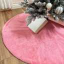 AISENO 48 Inch Christmas Tree Skirt Faux Fur Pink Bright Silk Shiny Decoration for Christmas Tree Plush Merry Christmas Decorations Decor