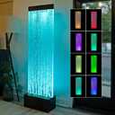 Alpine Corporation 72" Tall Indoor Floor Bubble Wall Fountain with Remote and Color-Changing LED Lights, Decorative Water Feature for Home or Office, Black