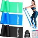 RENRANRING Resistance Bands for Working Out, Exercise Bands for Physical Therapy, Stretch, Recovery, Pilates, Rehab, Strength Training and Yoga Starter Set (4.9FT, Green ,Blue, Black)