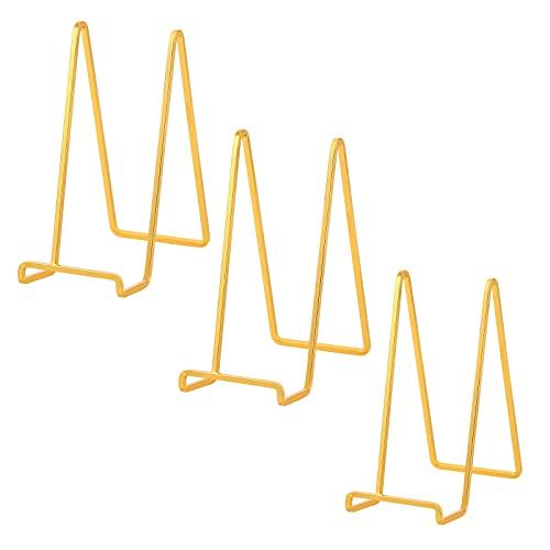 Plate Holder Easel Display Stand - 12 inch Metal Plate Stands for Display - Tabletop Picture Stand - Gold Iron Easels for Display Pictures | Photo Frames | Book | Decorative Plates | Plaque - 3 Pack
