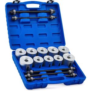 Orion Motor Tech Bushing Press Kit, 27pc Pull and Press Sleeve Kit for Most LCV HGV Engine Cars Vehicles, Universal Seal Bearing Bushing Removal Installation Tool Kit 5 Pulling Spindles with Nuts Case (Blue)