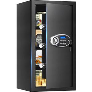 6.2 Cuft Large Fireproof Safe for Home Documents, Digital Security Personal Safety Box with Programmable Keypad, Spare Keys and 3 Removable Shelf, Anti-Theft Fire Safe Box for Money Firearm Medicine