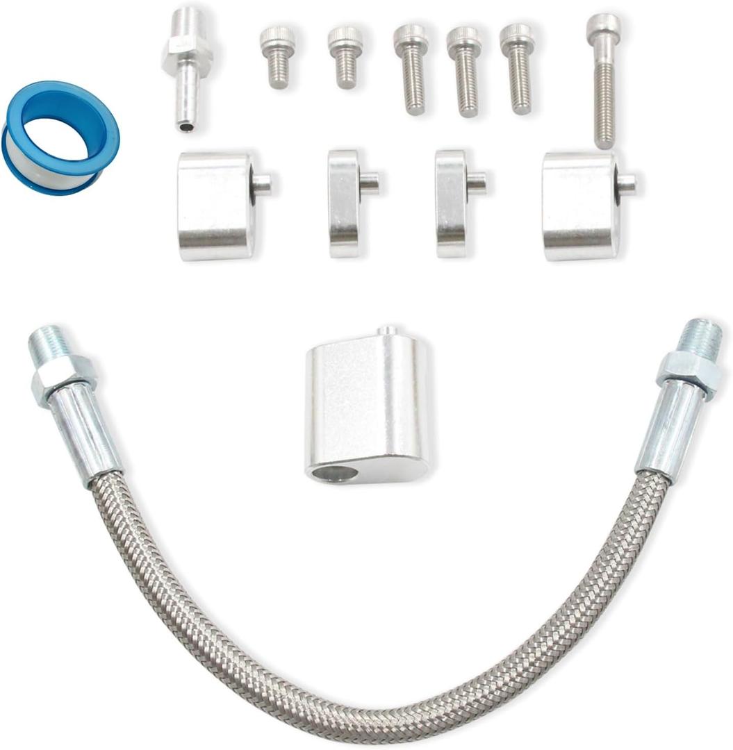 Pro Throttle Body Bypass Hose Kit Coolant and Steam Port Crossover Hose Braided Kit for All GM LS series Engines(with Tape)