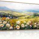 ZUITINGHUA Large Wood Framed Wall Decor For Living Room Canvas Wall Art For Office Modern Wall Decorations For Bedroom Pastoral Scenery Painting Flower Pictures Artwork Room Home Decor 24x48 In