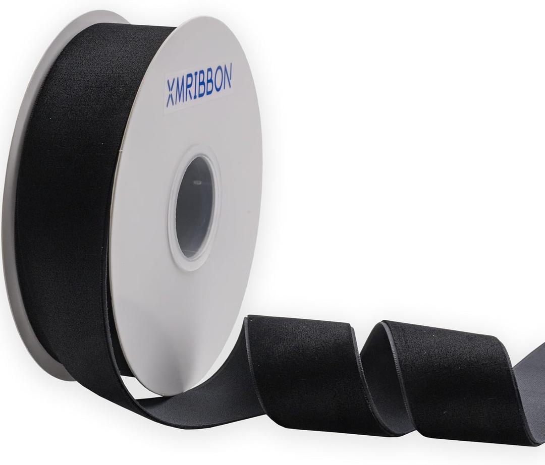 Black Velvet Ribbon Single Sided,1 1/2 Inch by 10 Yards Spool