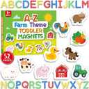 Toddler Magnets Farm Animal Fridge Magnets for Toddlers 1-3 Set of 52 Refrigerator Magnets for Kids with 26 Farm Animals and 26 ABC Magnetic Letters Foam Alphabet Learning Set for Kids