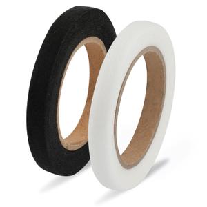 SAVITA 2 Rolls 54 Yards Hem Tape, No Sew Hemming Tape Iron-On Fabric Fusing Web Tape Adhesive Tape for Hemming Broken Clothes Pants Jeans Trouser Skirt Curtain(Black & White, 1 cm/0.4 in Wide)